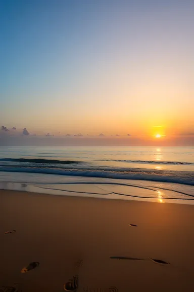 Serene Beach at Sunset with Glistening Sand Aaaaa