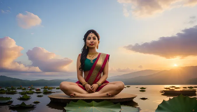 Serene Bindusara Sits on Lotus Flower Amidst Clouds