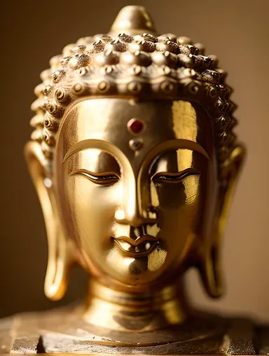 Serene Buddha Statue with Intricate Stone Carving Details