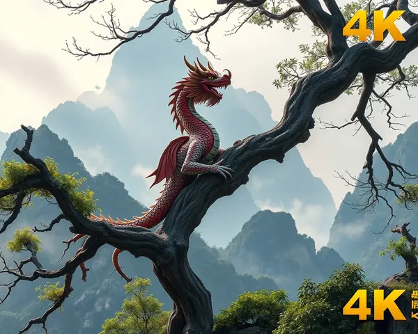 Serene Chinese Dragon in Ancient Tree Setting 4K