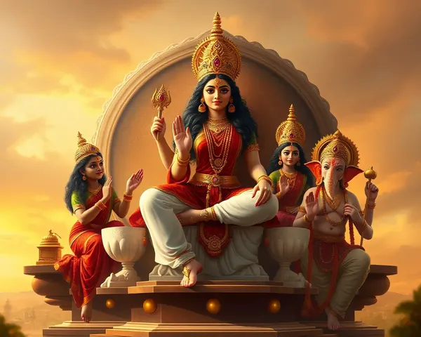 Serene Durga Digital Painting for Spiritual Poster