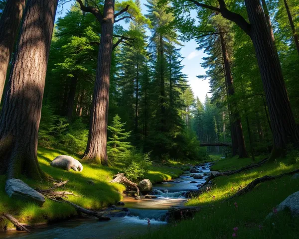 Serene Forest Glade with Mythical Creature Mockup Free from Danger