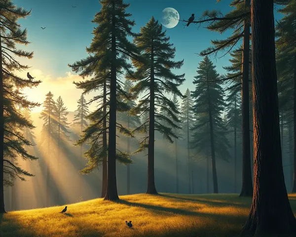 Serene Forest Scene with Gentle Breeze and Zzz's of Creatures