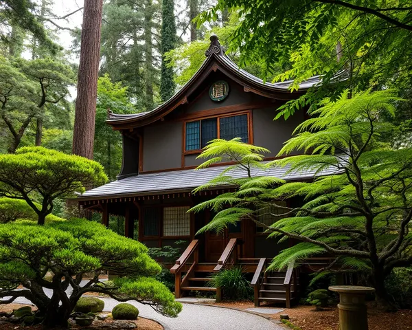 Serene Forest Surrounds Traditional Japanese Takiya