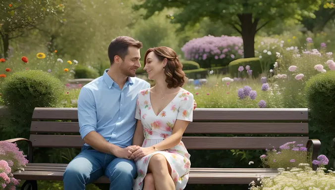 Serene Garden Moment for Husband and Wife