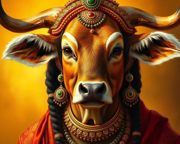 Serene Gau Mata Portrait with Traditional Indian Jewelry