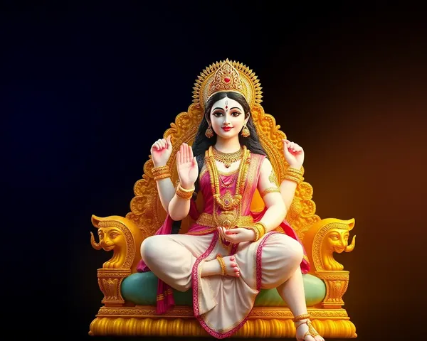 Serene Goddess Lakshmi on Golden Throne Wallpaper