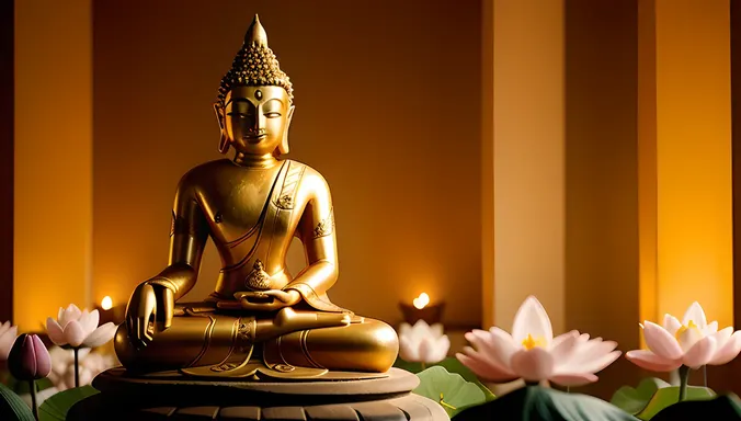 Serene Hayagriva in Meditation with Lotus Flowers