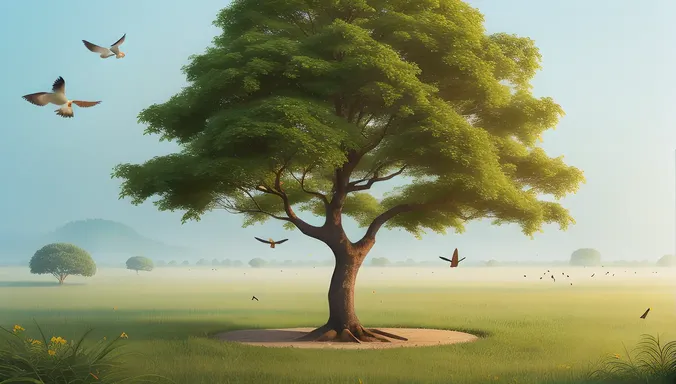 Serene Karadi Tree Amidst Misty Forest