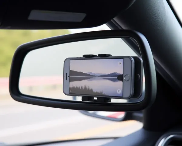 Serene Lake Landscape iPhone Wallpaper on Jeep Compass Mirror