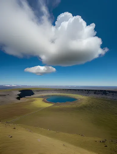 Serene Landscape of Dormant Volcano with Lush Green Forest