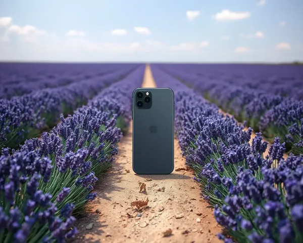 Serene Lavender Field with iPhone and Clouds