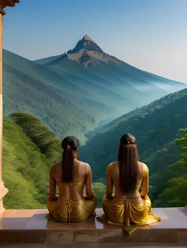 Serene Lord Shiva's Abode in Kailasa Mountain with Parvati