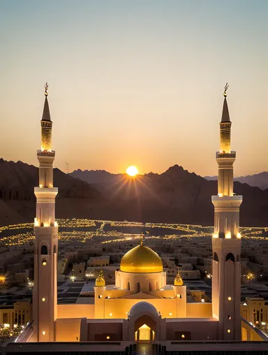 Serene Morning Shot of Masjid Nabawi in Medina