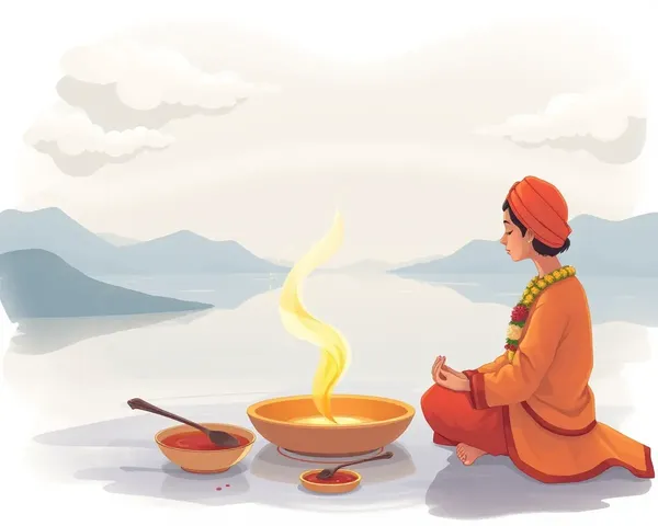 Serene Mundan Sanskar Ritual with Cloudy Background Illustration