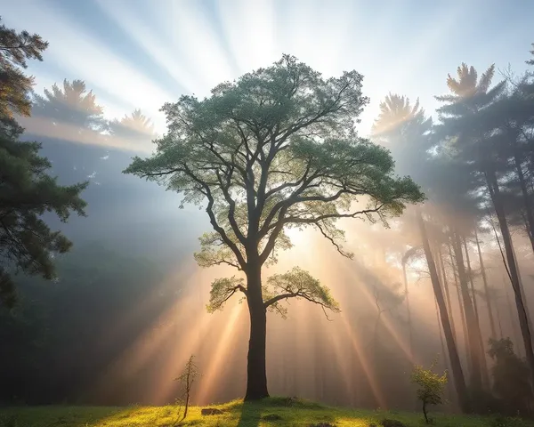 Serene Shawaya Tree in Misty Forest Landscape