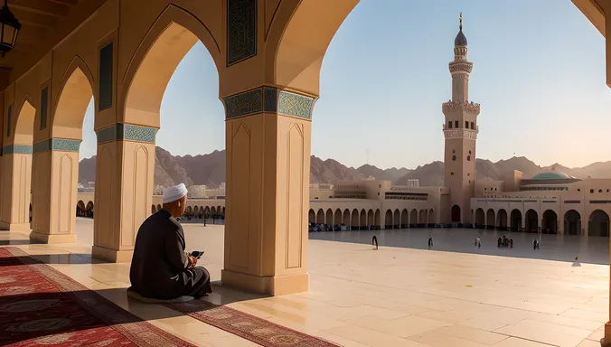Serene Solo Worshipper at Masjid Nabawi Pic