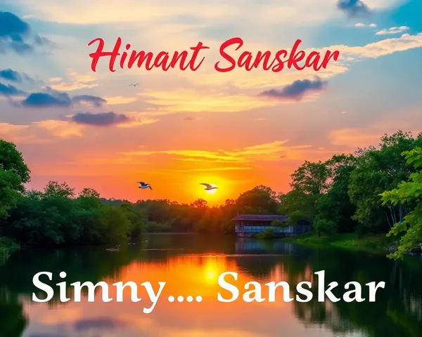 Serene Sunset Landscape Simant Sanskar Card Design