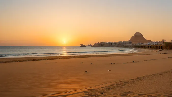 Serene Sunset Over Sharm El-Sheikh's Pristine Beaches with Sphinx Hotel