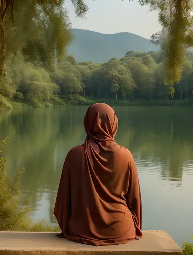 Serene Woman in Burkha Amidst Nature