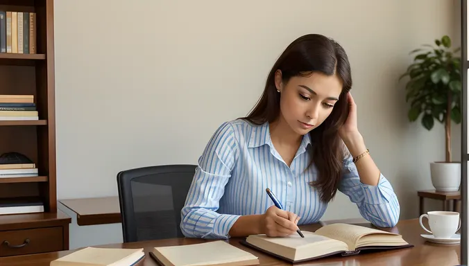 Serious School Girl with Book and Coffee