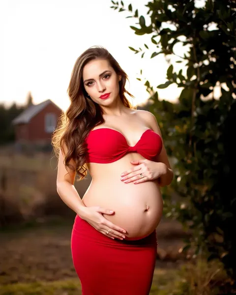 Sexy Red Pregnant Lady's Bold Fashion Choice