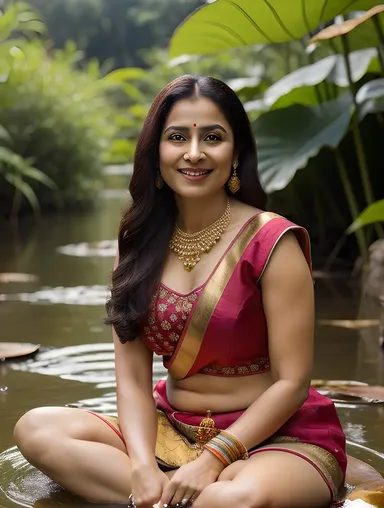 Shakuntala's Serene Lotus Flower Moment Captured in Images