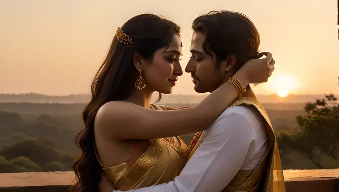 Shakuntala and Dushyanta's Romantic Moment