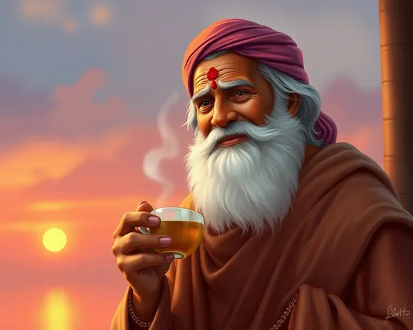 Shaniwar Wale Baba Sipping Morning Tea Serenity