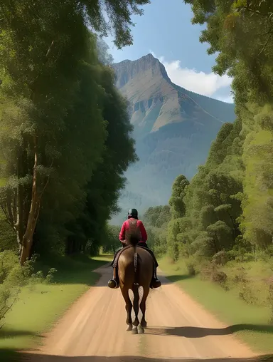 Sharmila Riding Horse through Lush Green Forest Mountains