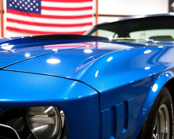 Shiny Metallic Blue Mustang Shelby GT500 with American Flag
