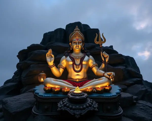 Shiv Shankar Image Carved on Ancient Stone Pillar