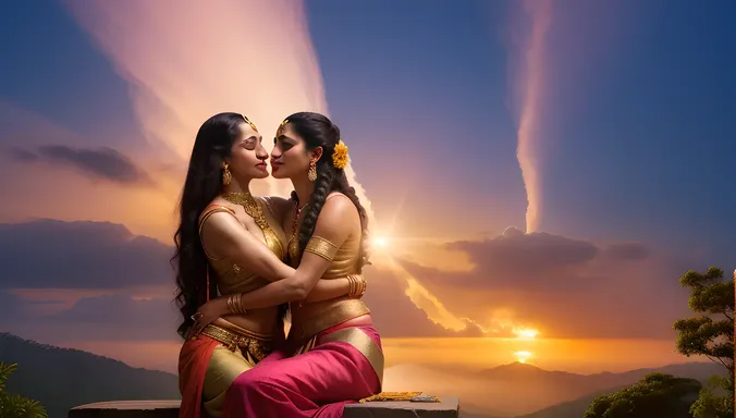 Shiva and Parvati in Romantic Pose