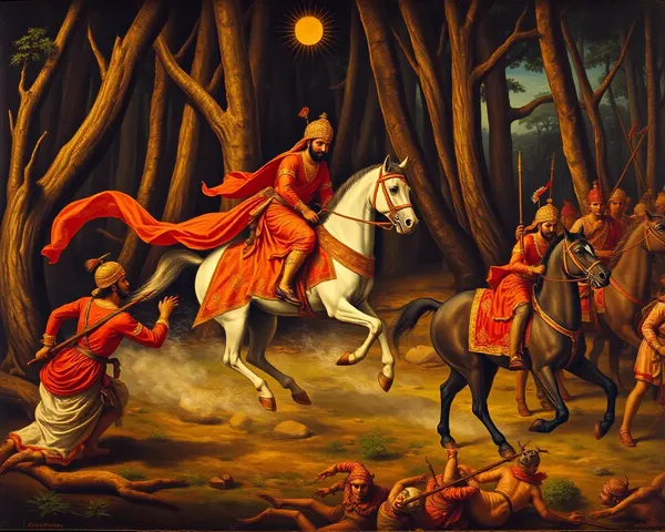 Shivaji's escape from Mughal Empire in dark PNG background.