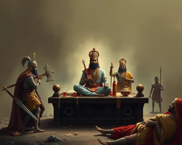 Shivaji's final moments in somber PNG background setting.