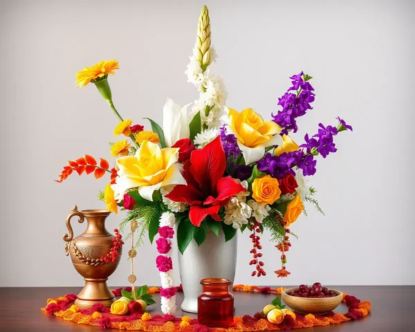 Shubh Ravivar-Themed Still Life with Traditional Indian Flowers