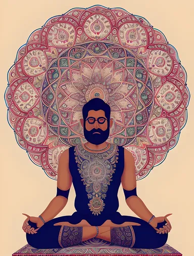 Shyam Ji in Meditation with Intricate Mandalas