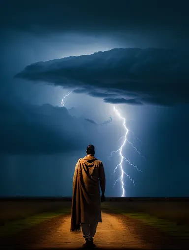 Shyam Ji in Stormy Weather with Calm Composure