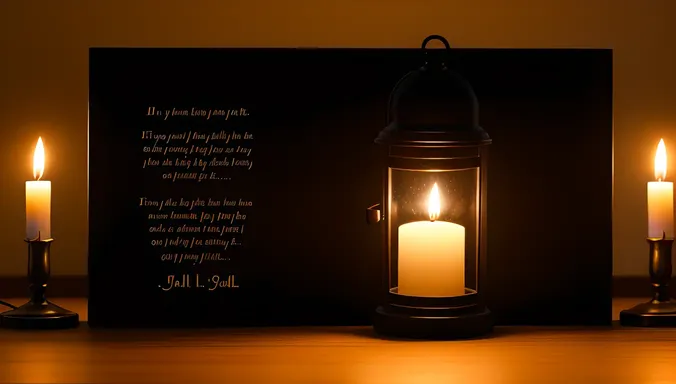 Simple Ghazal Illustration with Single Candle or Lantern