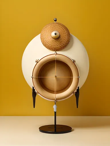 Simple Modern Pooram Drum Design Pooram Logo with Clean Lines