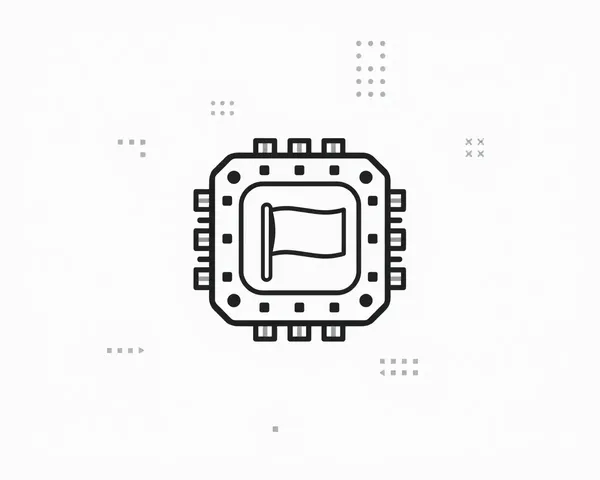 Simple RAM Chip with Flag Icon on White
