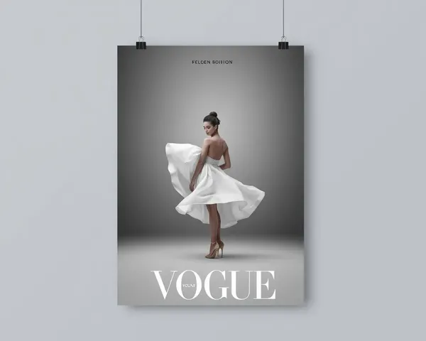 Simple Vogue Poster: Elegant Model in White Dress