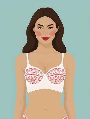 Simple White Bra with Graphic Patterned Top Illustration
