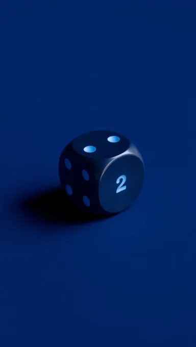 Single Eight-Sided Dice on Dark Blue Background PNG