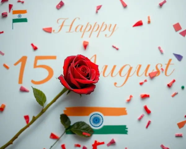 Single Red Rose on 15 August Indian Flag Background