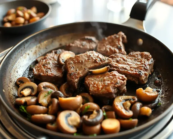 Sizzling Beef Cutlets with Sauteed Mushrooms and Onions