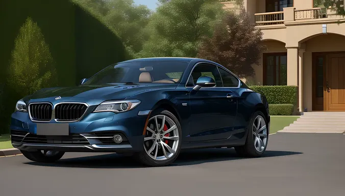 Sleek 3D Car Parked in Front of Luxurious Mansion