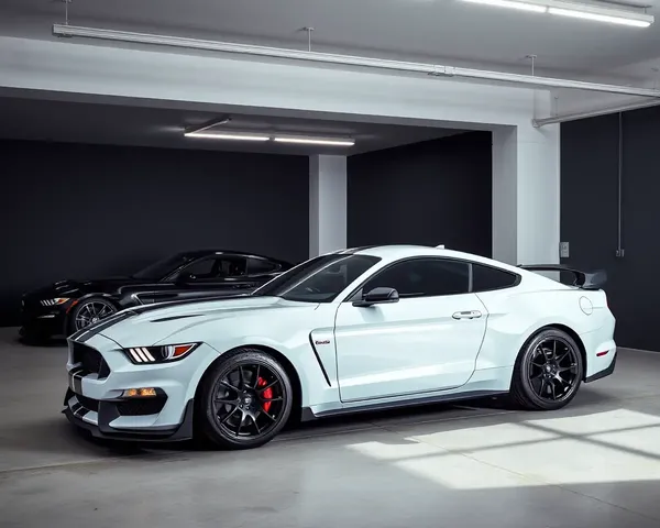 Sleek Garage with Mustang Shelby GT500 and Black Sports Car