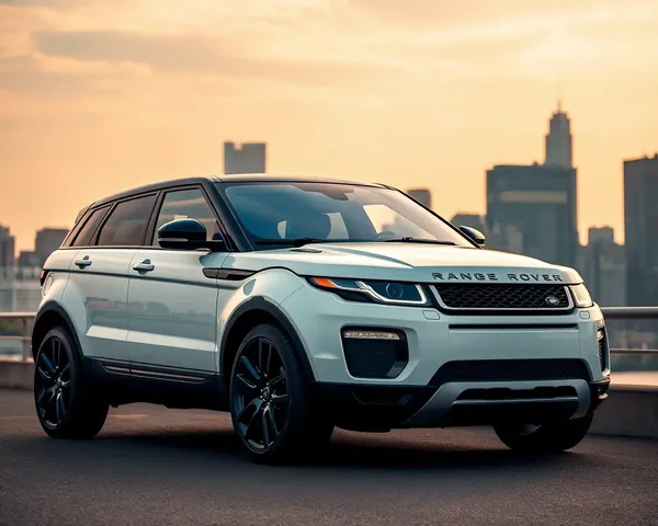 Sleek Range Rover Evoque Exterior with Modern City Skyline Wallpaper
