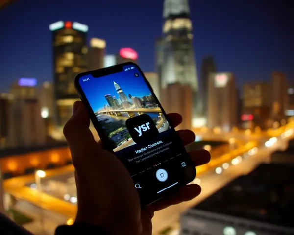 Smartphone Displays YSR App Icon in City Nightlife